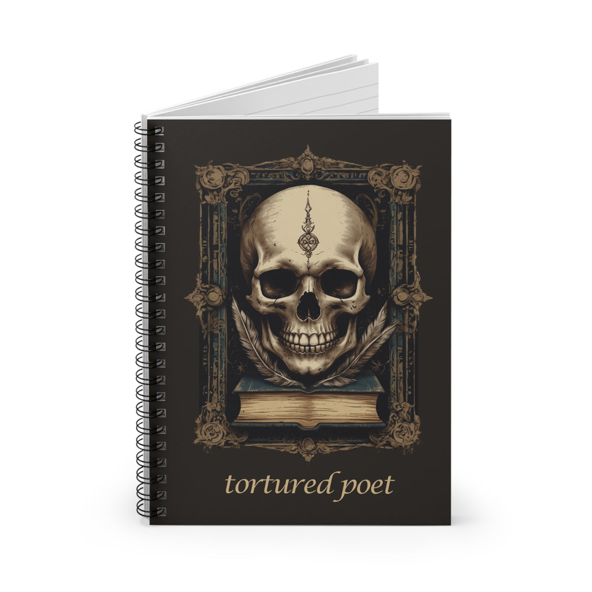 Dark Academia Tortured Poet Skull Journal