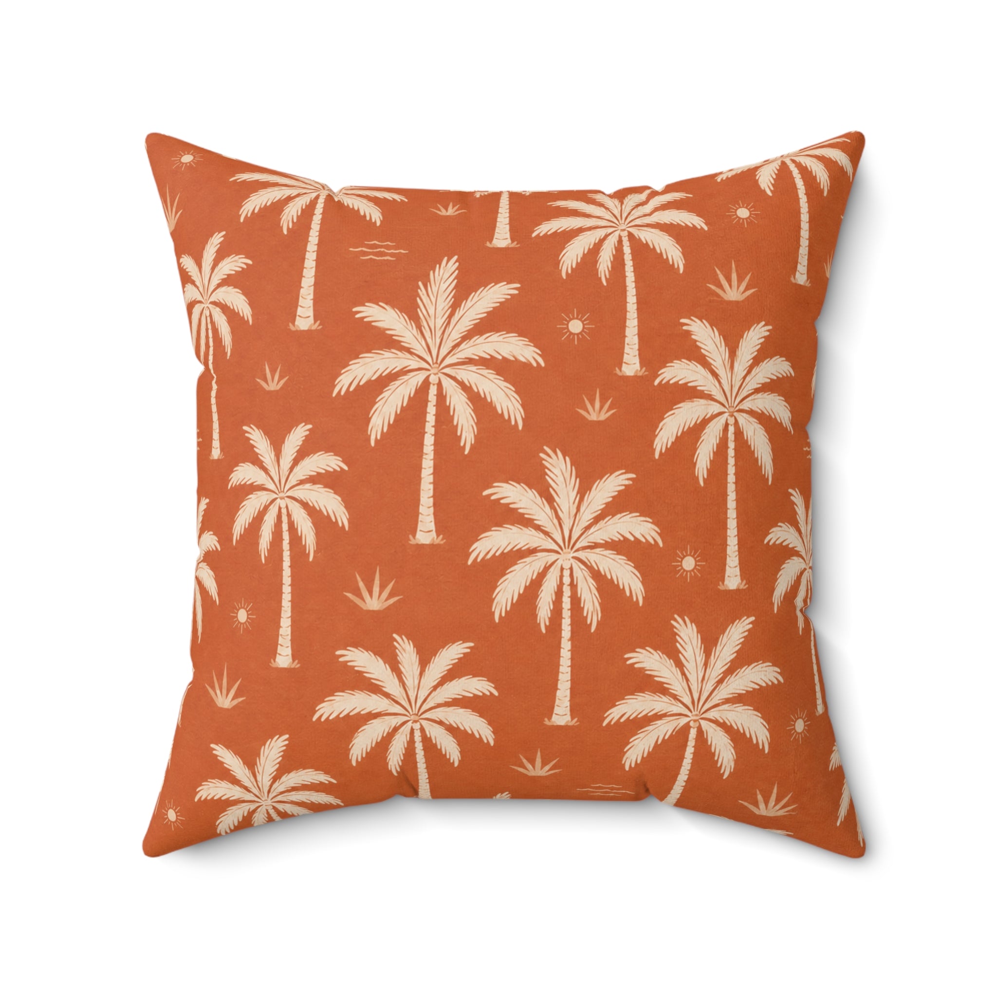 Riviera Terracotta Palm Tree Pattern Pillow