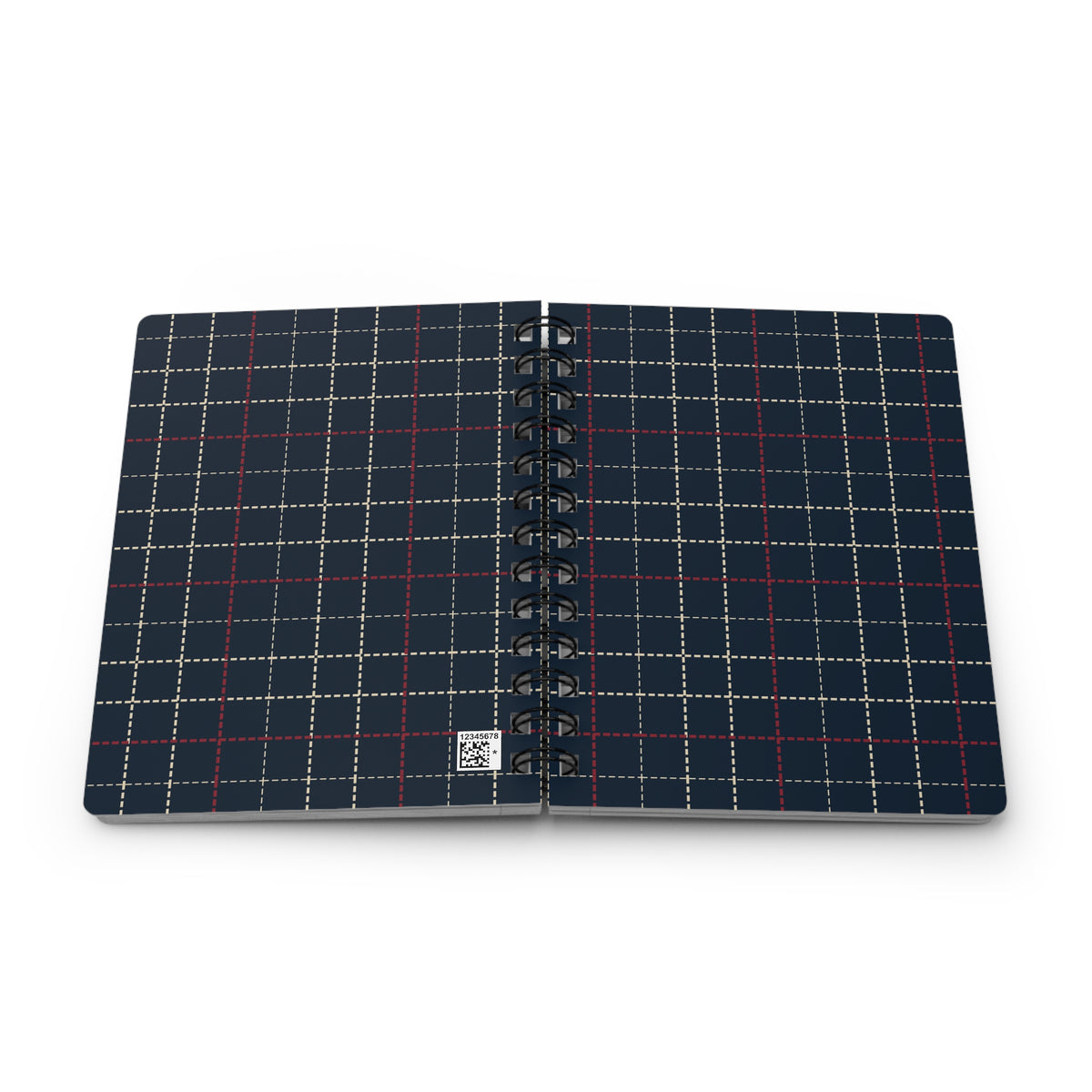 Navy Plaid Pattern Spiral Bound Travel Journal