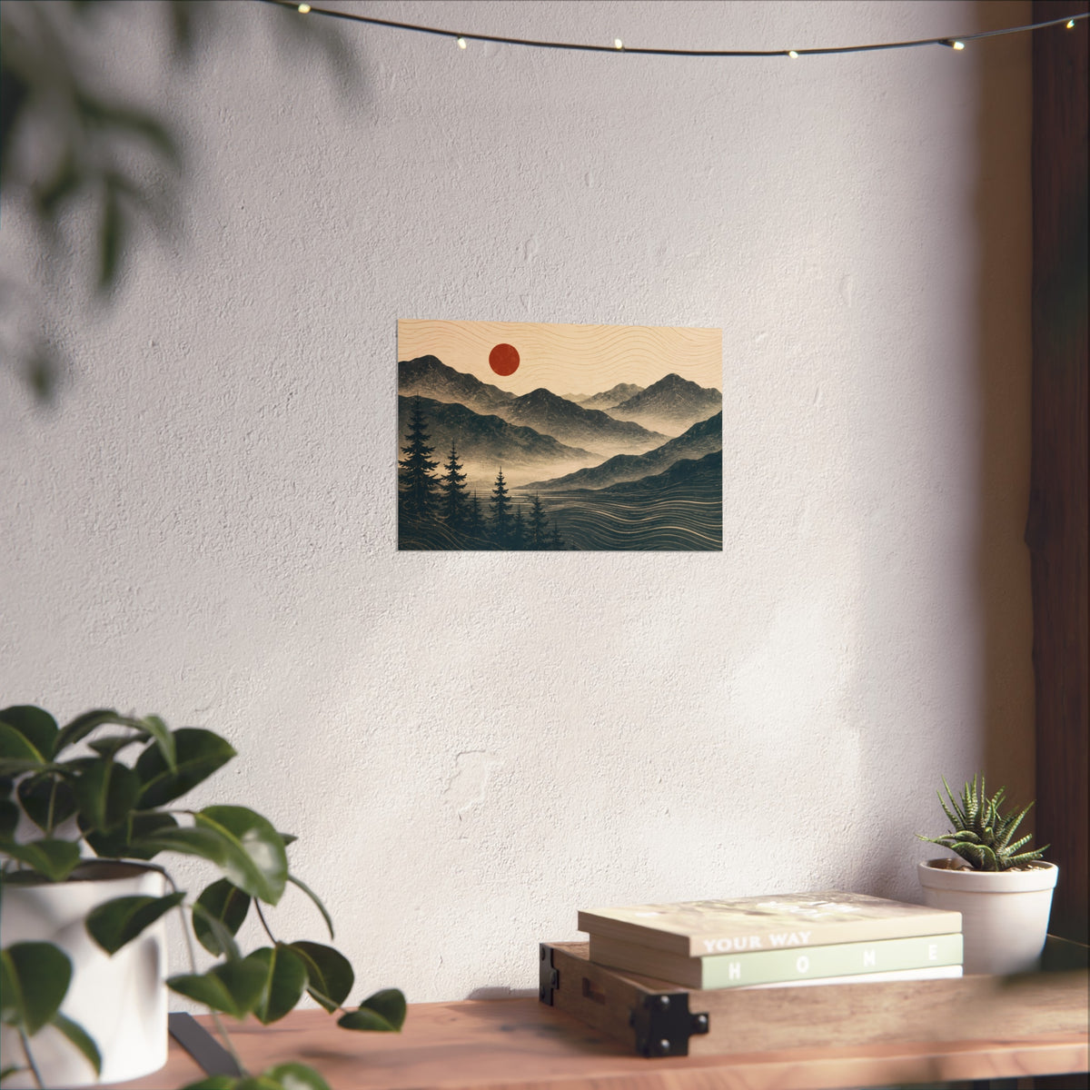 Minimalist Mountain Sunset Art Print