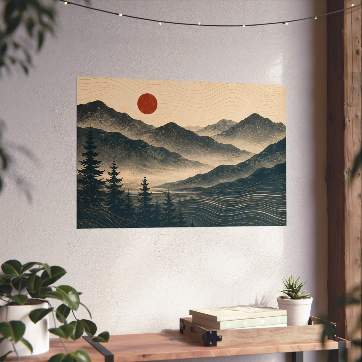 Minimalist Mountain Sunset Art Print