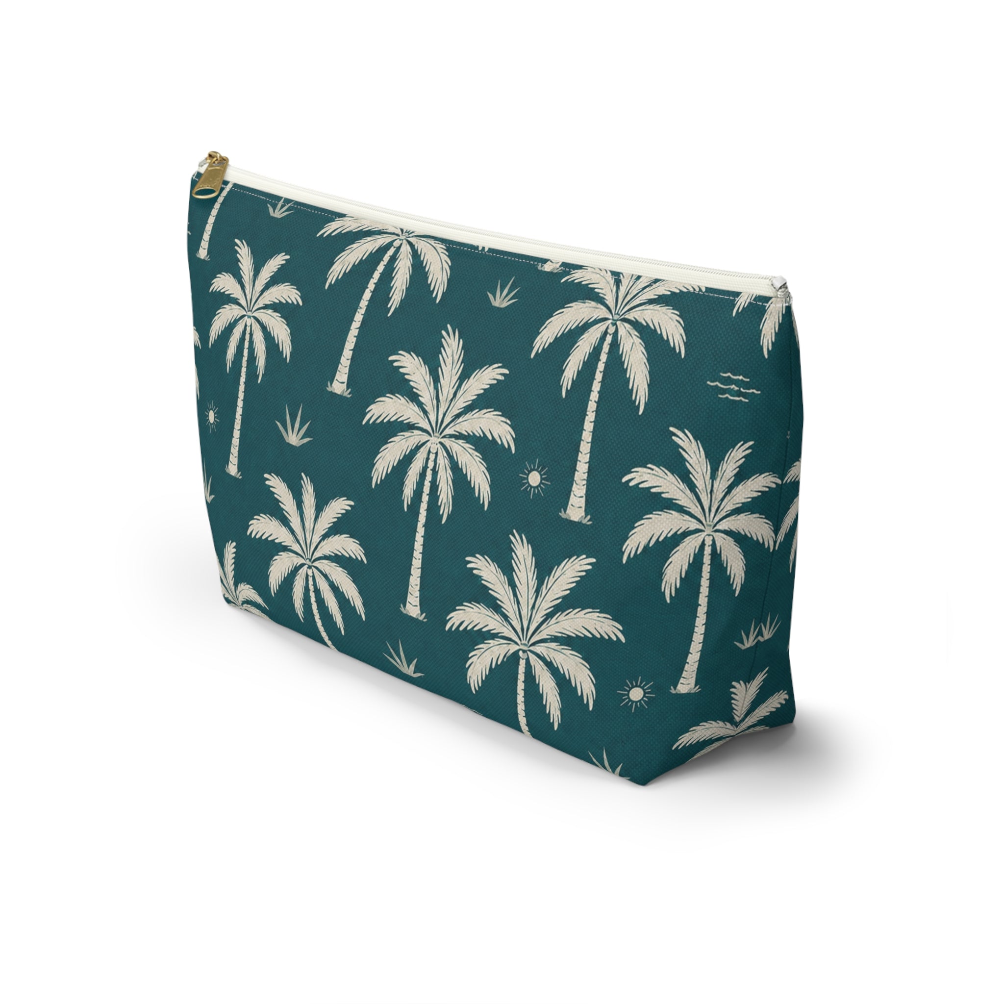 Teal Palm Cosmetic Travel Pouch - French Riviera