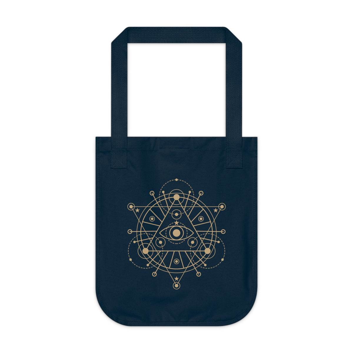 Alchemy Tote Bag in Black or Navy, Gold Celestial Eye and Stars, Witchy Dark Academia Book Bag, Tarot Lover Gift