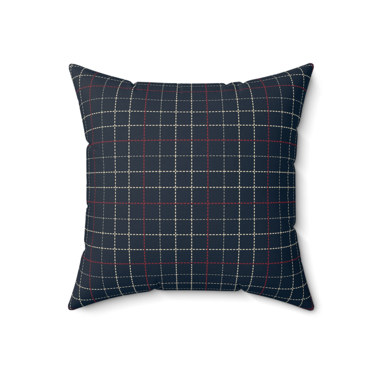 Navy Plaid and Autumn Leaves Reversible Throw Pillow