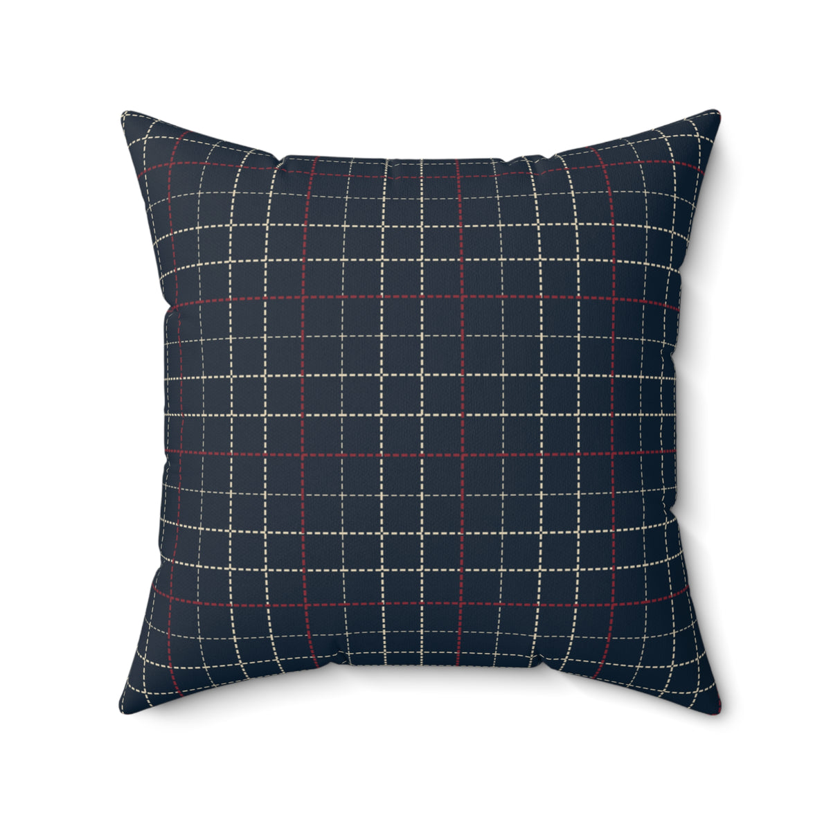 Navy Plaid and Autumn Leaves Reversible Throw Pillow