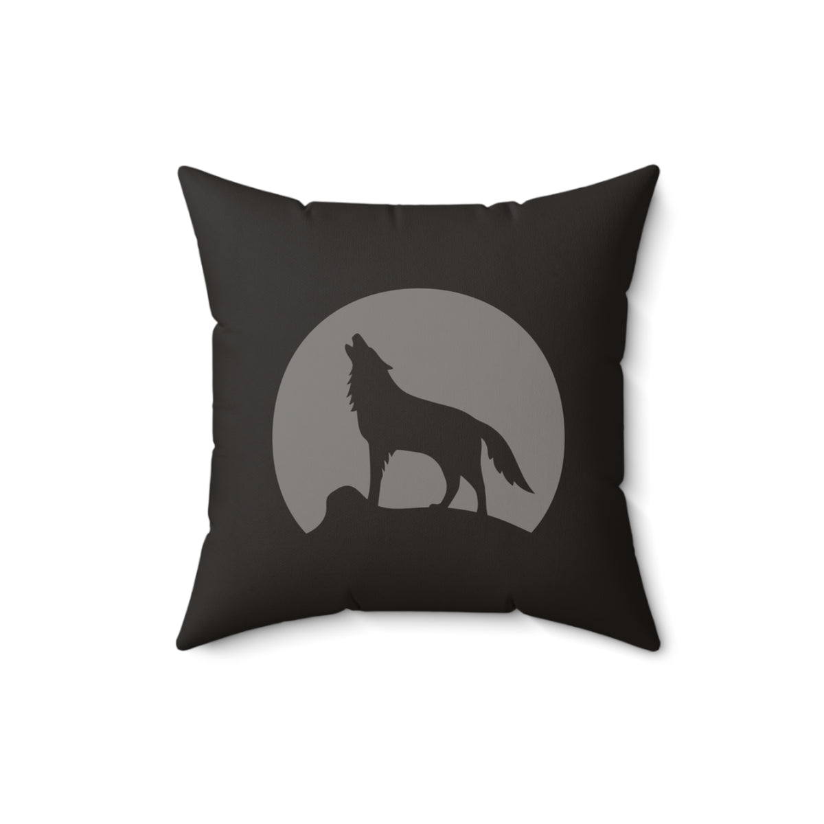 Howling Wolf Throw Pillow, Black and Grey Moon Cushion, Dark Academia Reading Nook Decor