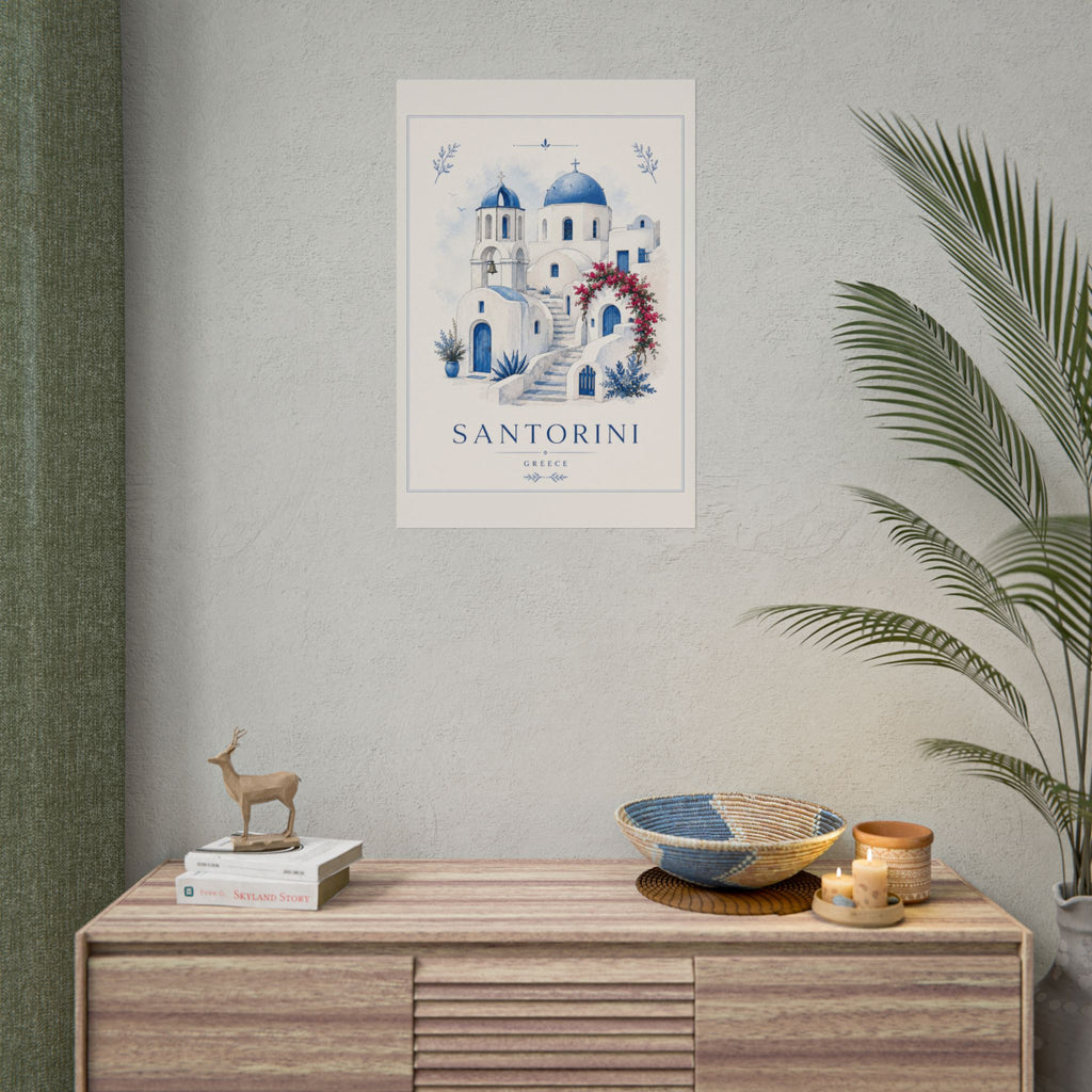 Santorini Travel Poster Print