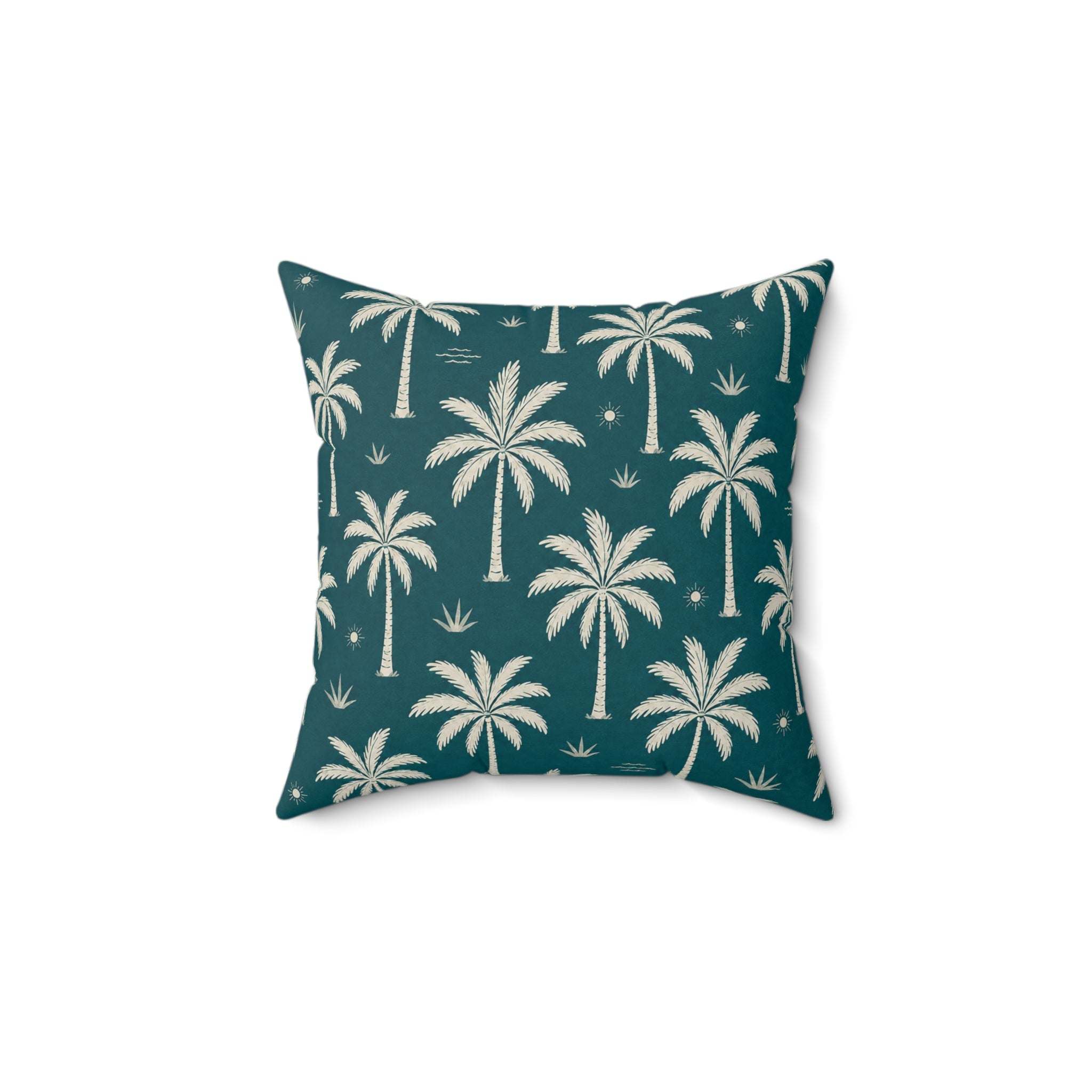 Teal French Riviera Palm Throw Pillow