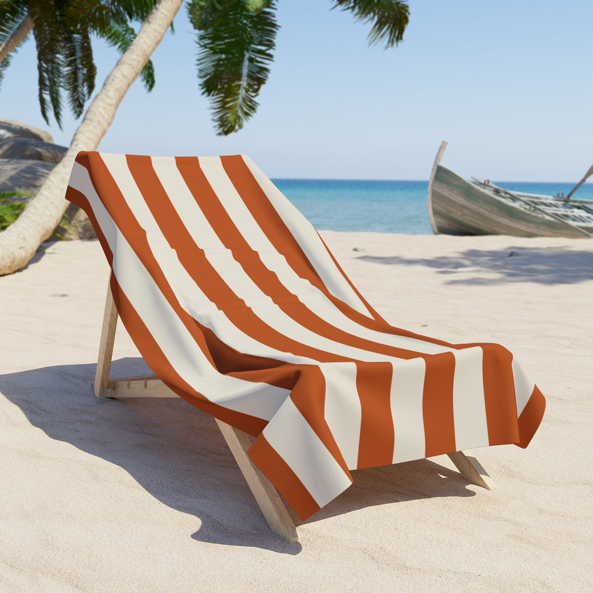 Retro Orange Striped French Riviera Beach Towel