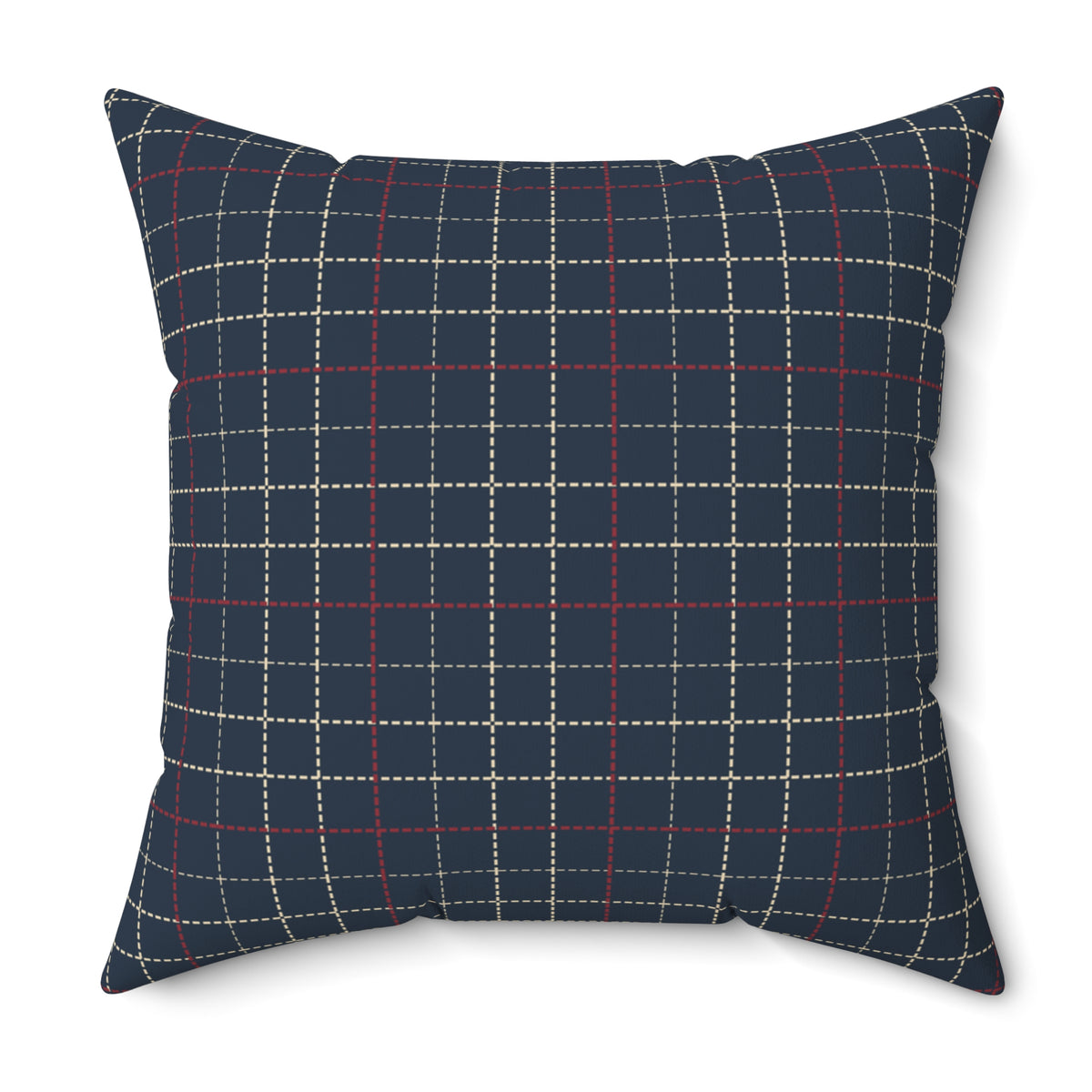 Navy Plaid and Autumn Leaves Reversible Throw Pillow