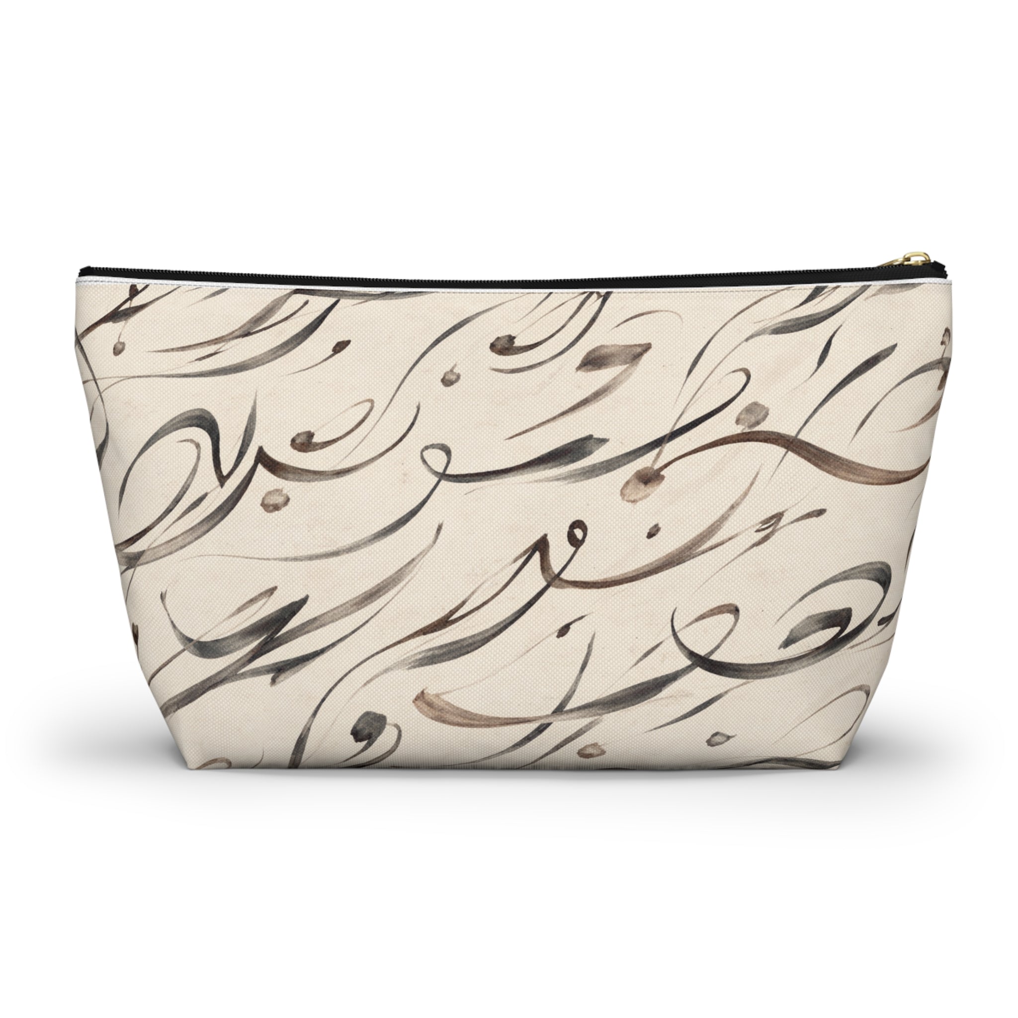 Modern Mediterranean Accessory Pouch | Neutral Cosmetic Travel Bag | Geometric Ink Brush Artist Bag