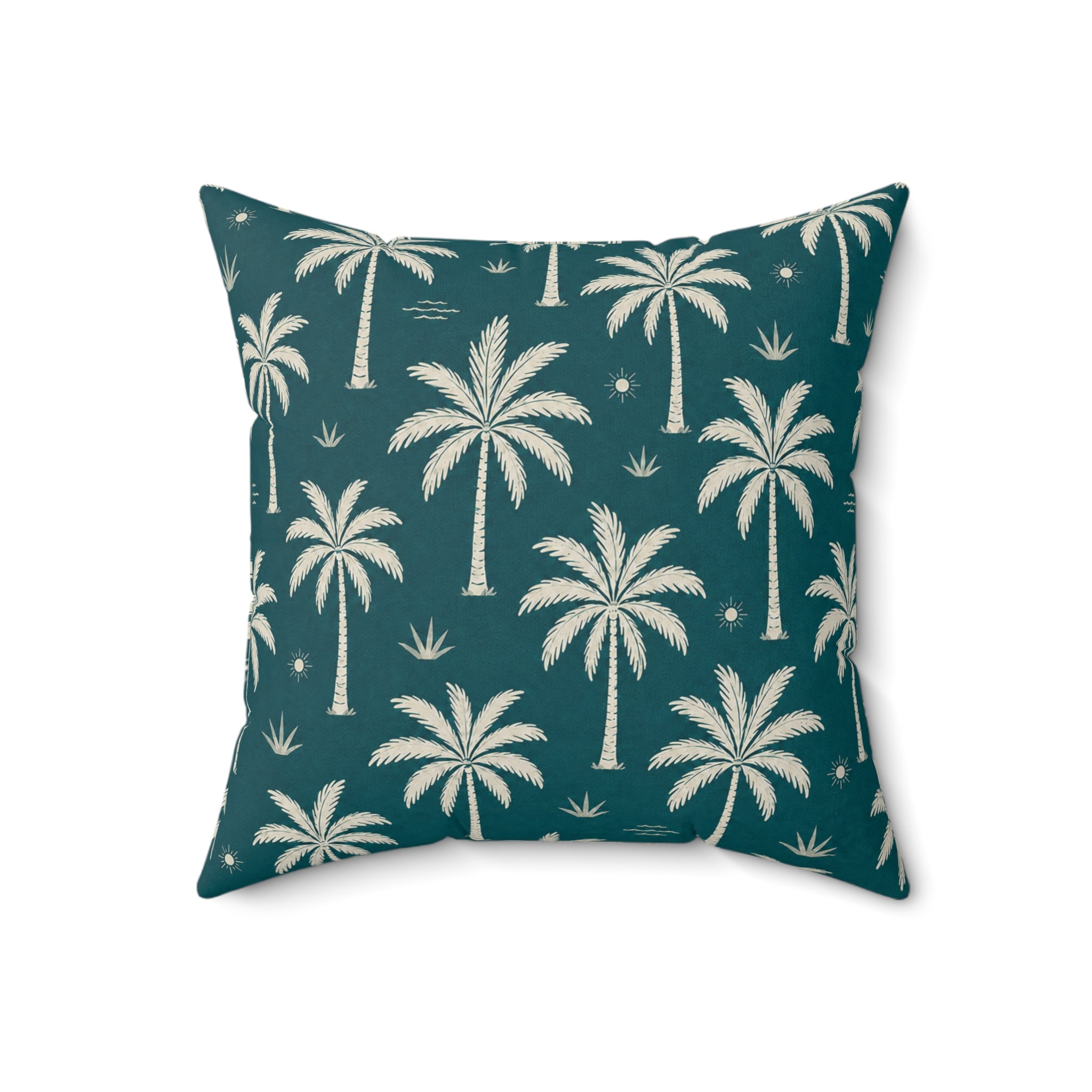 Teal French Riviera Palm Throw Pillow