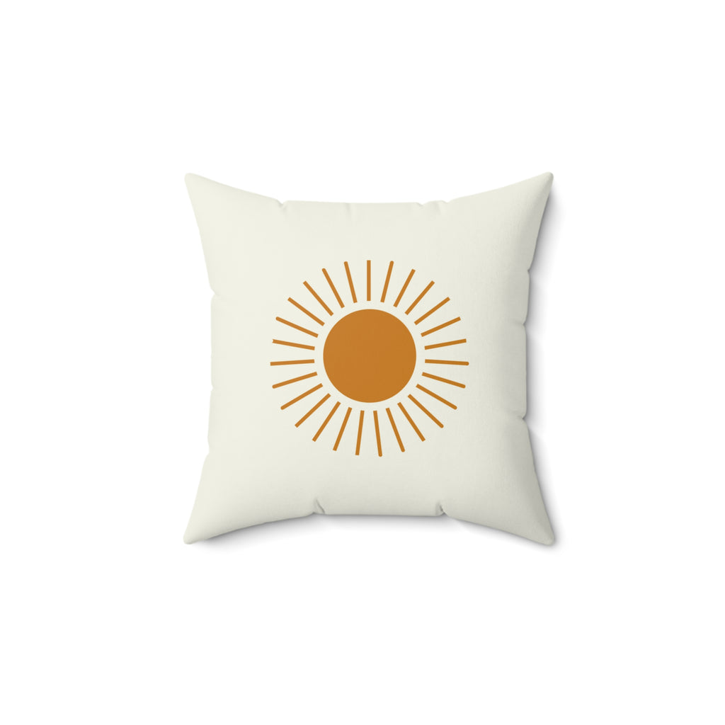 Boho Sun & Moon Celestial Throw Pillow, Gold and Cream