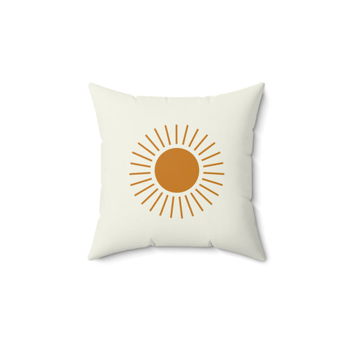 Boho Sun & Moon Celestial Throw Pillow, Gold and Cream