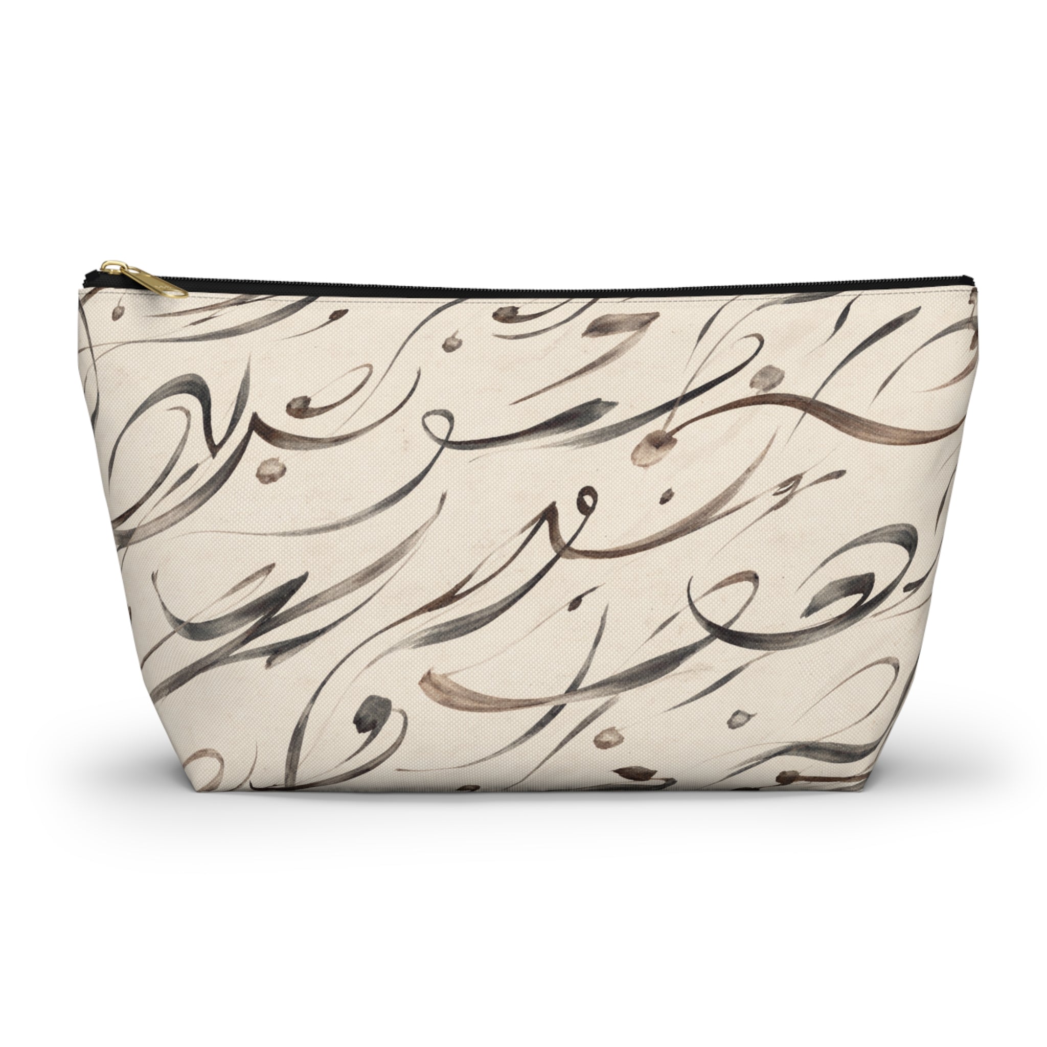 Modern Mediterranean Accessory Pouch | Neutral Cosmetic Travel Bag | Geometric Ink Brush Artist Bag