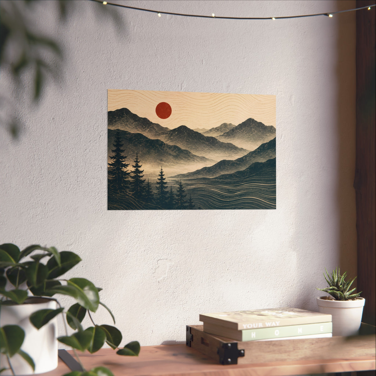 Minimalist Mountain Sunset Art Print