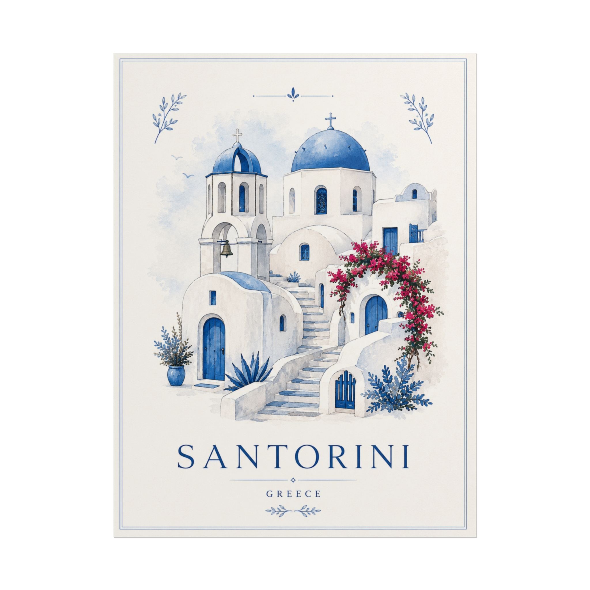 Santorini Travel Poster Print