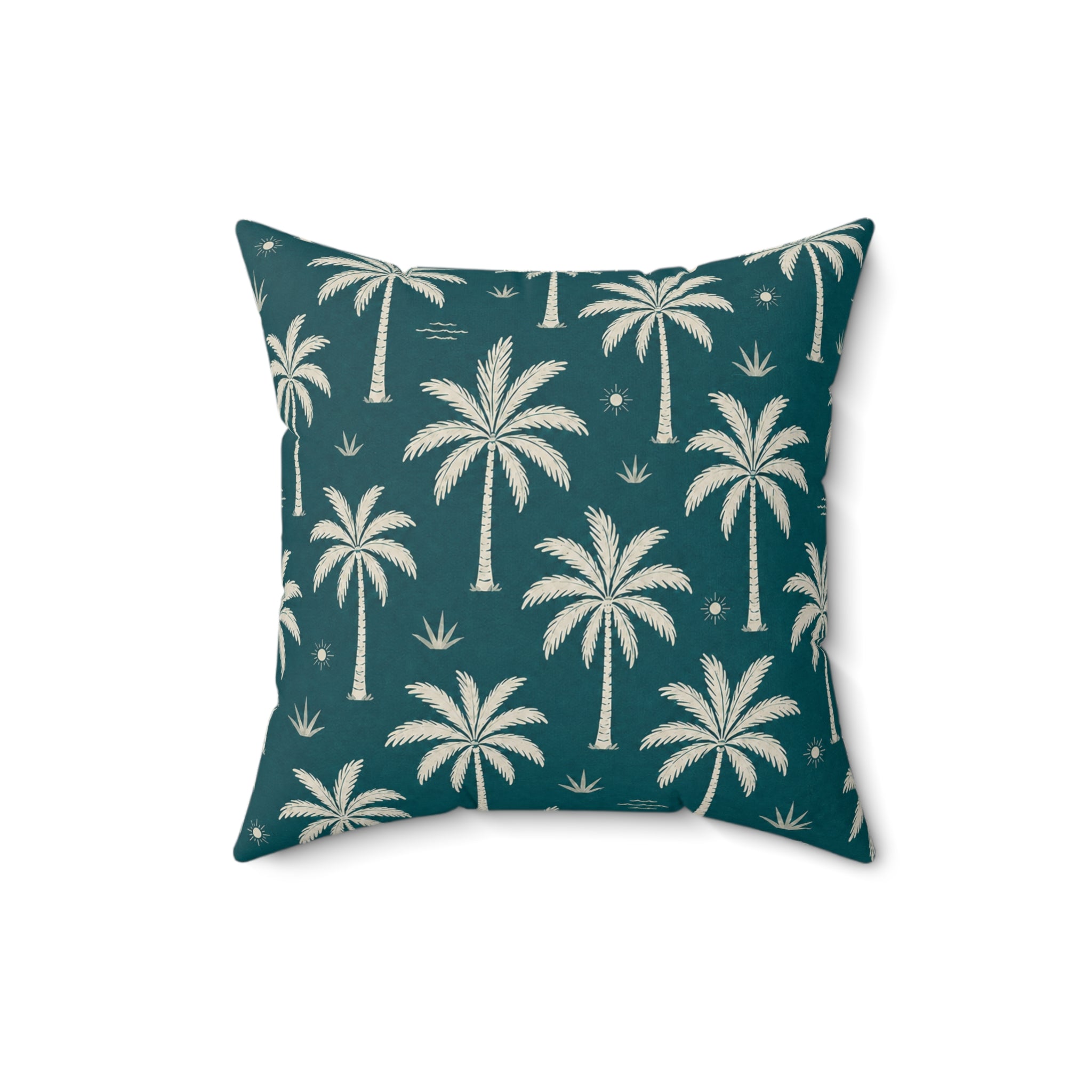 Teal French Riviera Palm Throw Pillow