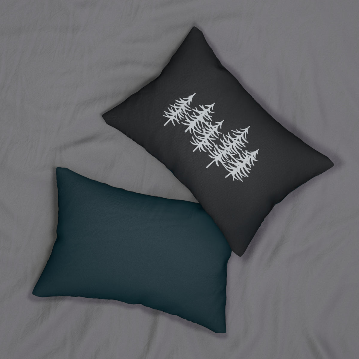 Grey Pine Tree Lumbar Pillow