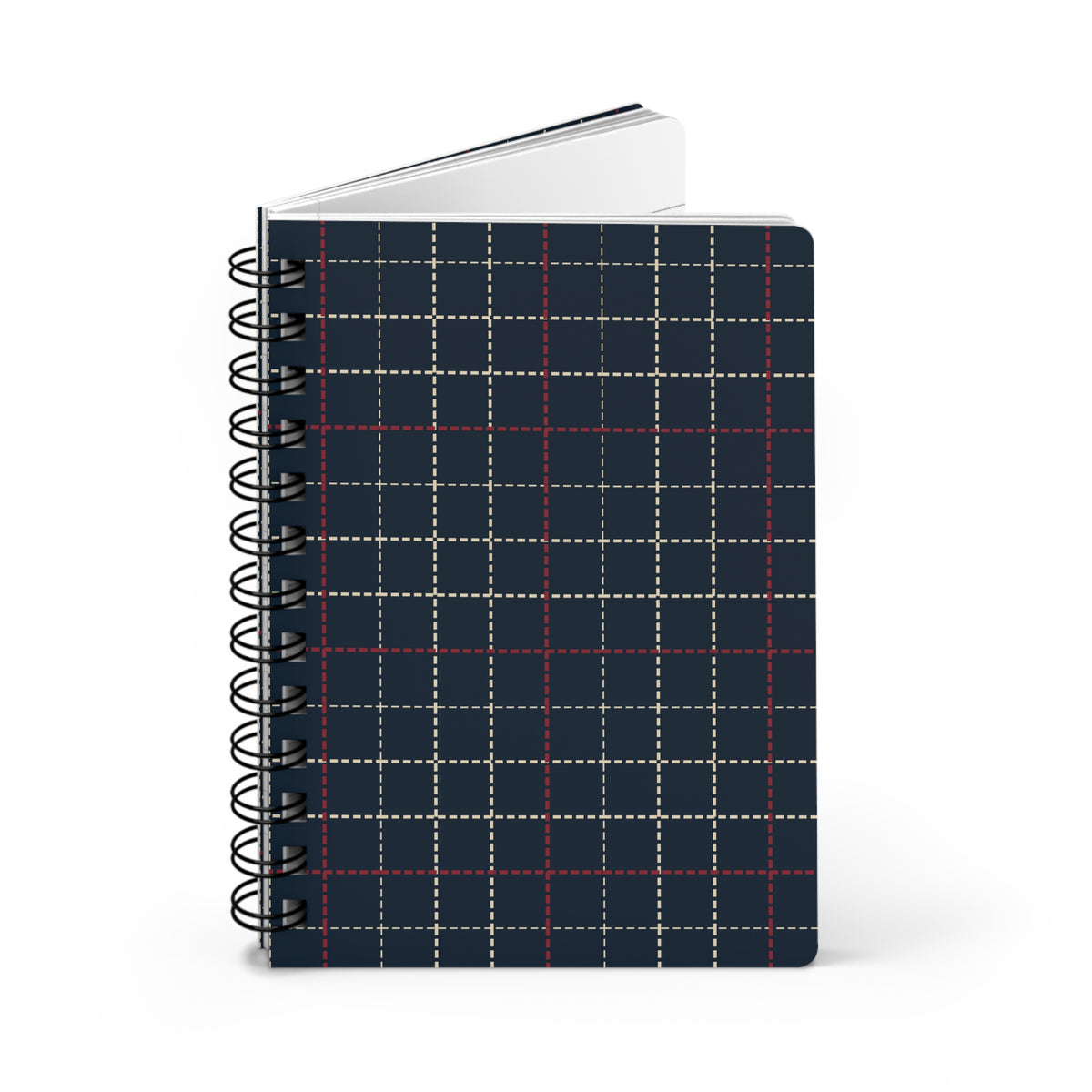 Navy Plaid Pattern Spiral Bound Travel Journal