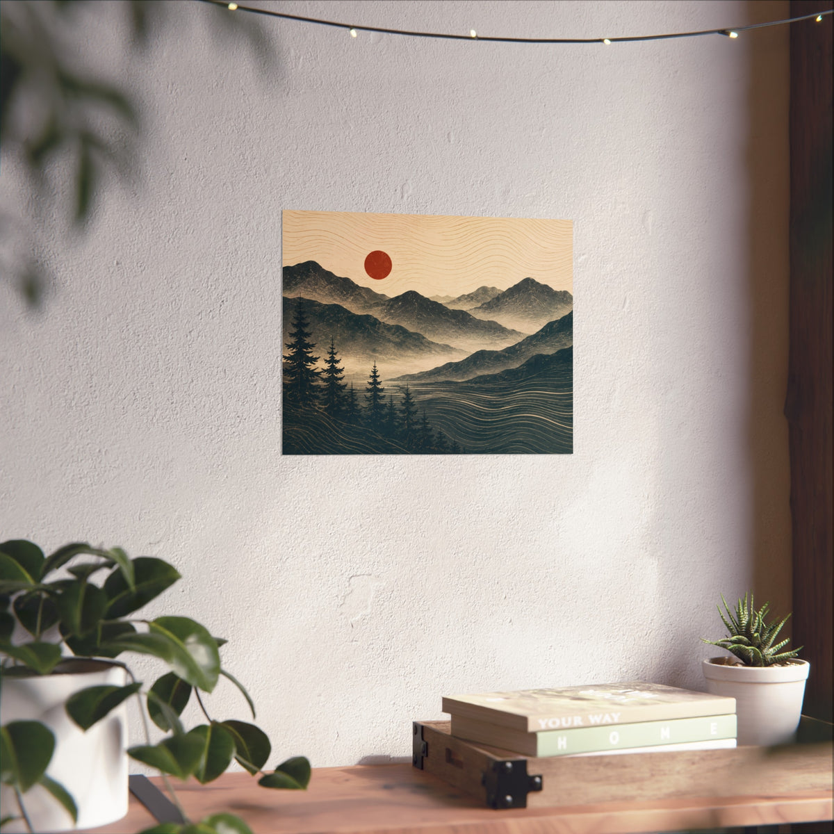 Minimalist Mountain Sunset Art Print