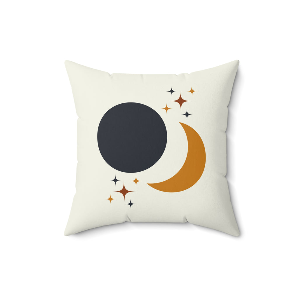 Boho Sun & Moon Celestial Throw Pillow, Gold and Cream