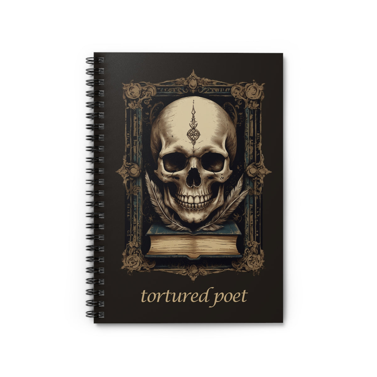 Dark Academia Tortured Poet Skull Journal