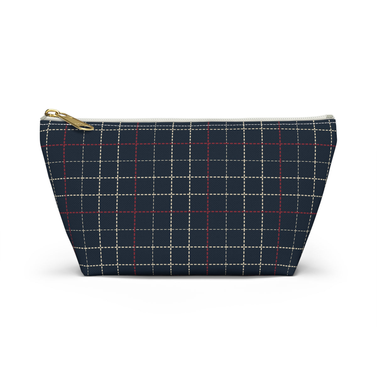 Navy Grid Plaid Accessory Pouch